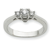 14k White Gold AA Diamond three stone ring