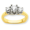14k Two-tone AA Diamond three stone ring