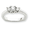 14k White Gold AA Diamond three stone ring