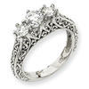 14k White Gold AA Diamond three stone ring