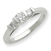 14k White Gold AA Diamond three stone ring