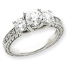 14k White Gold AA Diamond three stone ring