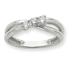 14k White Gold AA Diamond three stone ring