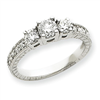 14k White Gold AA Diamond three stone ring