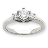 14k White Gold AA Diamond three stone ring