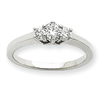 14k White Gold AA Diamond three stone ring