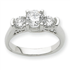 14k White Gold AA Diamond three stone ring