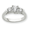 14k White Gold AA Diamond three stone ring