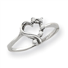 14k White Gold AA Diamond heart ring