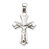 14k White Gold Reversible Crucifix /Cross Pendant