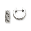 14k White Gold Diamond Floral Design Hoop Earrings