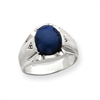 10k White Gold Diamond & Blue Lapis Cabochon Ring