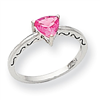 10k White Gold Created Pink Sapphire Ring