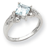 10k White Gold Aquamarine & Diamond Ring