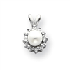 14k White Gold 4.5mm Pearl A Diamond pendant
