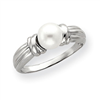14k White Gold 6mm Pearl Ring