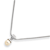 18in Rhodium-plated White Glass Pearl CZ Necklace chain