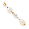 Gold-plated White Glass Pearl and Crystal Drop Earrings