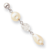 Rhodium-plated White Glass Pearl and Crystal Drop Earrings