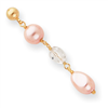Gold-plated Pink Glass Pearl and Crystal Drop Earrings
