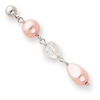 Rhodium-plated Pink Glass Pearl and Crystal Drop Earrings