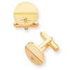 Gold-plated .01 Ct. Diamond Polished Florentined Cuff Links