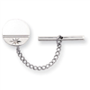 Rhodium-plated .01 Ct. Diamond Polished Florentined Tie Tack