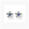 14K Clear & Blue Crystal Flower Earrings