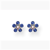 14K Blue & Aurora Borealis Crystal Flower Earrings