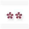 14K Rose & Aurora Borealis Crystal Flower Earrings