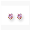 14K 4mm Pink Heart CZ Earrings