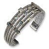 Sterling Silver/Gold-plated Antiqued Blue Topaz Cuff Bangle