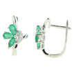 14K White Gold Emerald & Diamond Earrings