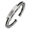 Stainless Steel Black PVC Greek Key Hinged Bangle