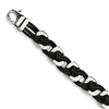 Stainless Steel Black Leather Bracelet