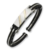 Stainless Steel Black PVC 14k Gold Inlay Hinged Bangle