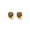 14k 4mm Round Smokey Quartz Earring