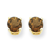 14k 4mm Round Smokey Quartz Earring