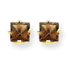 14k 4mm Square Smokey Quartz Earring