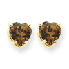 14k 5mm Heart Smokey Quartz Earring