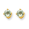 14k 4mm Round Green Amethyst Earring