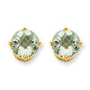 14k 8mm Round Green Amethyst Earring