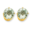 14k 10mm Round Green Amethyst Earring