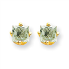 14k 4mm Square Green Amethyst Earring
