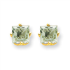 14k 5mm Square Green Amethyst Earring