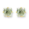 14k 6mm Square Green Amethyst Earring