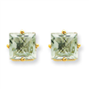 14k 7mm Square Green Amethyst Earring