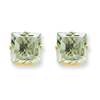 14k 8mm Square Green Amethyst Earring