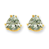 14k 7mm Trillion Green Amethyst Earring