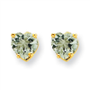14k 5mm Heart Green Amethyst Earring